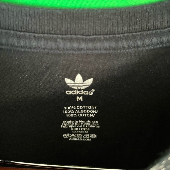 Adidas short sleeve t-shirt, black white white design, adult size medium, used - Picture 2 of 4